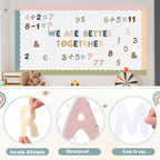 221 Pcs Bulletin Board Letters Round Alphabet Number Punctuation Symbol Combo Letter Cutouts Classroom Decoration for School Classroom Chalkboard Poster Board(Boho Round)