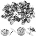 50 Set Pin Backs, Blank Pins Scatter Butterfly Clutch Pin Holder Enamel Pin Locking Backs Tie Tacks Jewelry Pin Backings Clasp for Brooch Lapel Hat Uniform Badges Tie Tack (10mm, Silver)