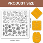 CHGCRAFT Polymer Clay Texture Sheets - Ocean Silicone Stamp for Coral Shells - Clay Pad for Making Earrings Jewelry, 5.5x5.5inch