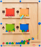 LiKee Strong Magnetic Maze, Montessori Toys for 1 2 3 Years Old Boy Girl, Wodden Puzzle Develop Fine Motor Skills, Kids Travel Airplane Activity, 1-5 Preschool Learning Shape & Color