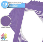 Mat Board Center, Pack of 10, 5x7 for 4x6 Color Mats - Bevel Cut, Acid Free, 4-ply Thickness, White Core - for Pictures, Photos, Framing, African Violet Color