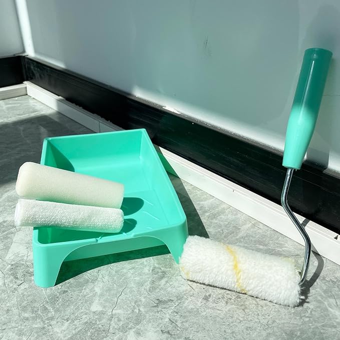 4 Inch Paint Tray, 25 Pack Plastic Paint Tray Kit, Heavy Duty Paint Roller Tray with Roller Frame, Sturdy Home Painting Supplies & Tools for Paint Rollers & Roller Brushes