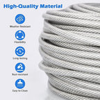 3/16" Wire Rope, 200Ft PVC Coated Steel Cable 7×7 Strand Core, Ideal Cable Railing System for Stair Handrail Balusters Porch Fence Deck, String Light Hanging, Clothesline, Curtains, Shade Sail