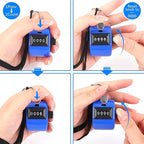 FEBSNOW Handheld Tally Counter Clicker 4 Digital Number Click Counter for School Event Golf Sports Office Stadium