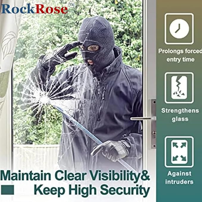 UV 99% Security and Safety 4 Mil Clear Window Film Shatterproof Anti Shatter Tempered Glass Film for Home and Office Windows (Clear, 24 in x 100 FT)
