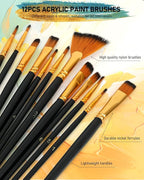 Nicpro 36 Colors Acrylic Paint Set with 12 Brushes & Palette, Non Toxic Art Supplies Kit for Fabric Painting, Canvas, Clay, Wood, Rock & Ceramic, Rich Pigments for Beginners, Students & Professional Artist (2 oz, 60 ml)