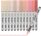 Skin Tone Acrylic Paint Pens,12 Color Paint Pens Markers,Brush Tip Paint Pens for Rock Painting Wood Glass Ceramic Canvas Stone DIY Crafts Making Art Supplies