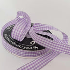 Purple Gingham Plaid Checked Ribbon 25 Yards Each Roll 100% Polyester (5/8",Purple)