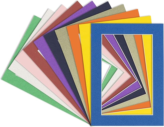 5x7 Mat for 8.5x11 Frame - Precut Mat Board Acid-Free Mixed Colors 5x7 Photo Matte For a 8.5x11 Picture Frame, Premium Matboard for Family Photos, Show Kits, Art, Picture Framing, Pack of 100 Mats