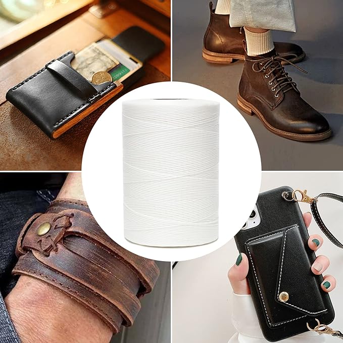 Waxed Thread,852Yards 150D 0.8mm Flat Polyester Wax Thread for Hand Sewing Leather Craft DIY Projects Shoes Repair Book Binding(Purple)