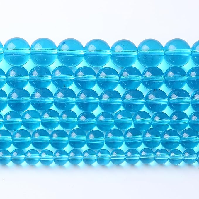 90pcs 4mm Topaz Blue Crystal Glass Round Loose Spacer Beads for Jewelry Making DIY Bracelet Necklace Healing Power Stone