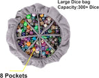 Large DND Dice Drawstring Bags with Pockets Black Storage Bag for RPG MTG Game Dices Capacity Over 300 Dice