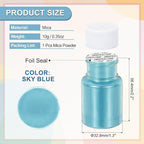 uxcell 10g/0.35oz Cosmetic Grade Mica Powder, 600 Mesh Mica Powder Natural Resin Epoxy Pigment Powders for Casting Resin, Candle Dye, DIY Nail Polish and Lip Gloss, Sky Blue