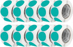 Perco Teal 3-Inch Perforated Circle Dot Sticker Labels — 10 Rolls, 5,000 Round Stickers — with Permanent Adhesive for Moving Boxes, Sale Signage, Displays, Status Messaging—Made in USA
