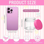 SATINIOR 12 Pack 6 oz Plastic Container Jars with Lids Round Clear Travel Cosmetic Container Slime Jars for Toiletries, Lotion, Cream, Ointments, Makeup, Rhinestone, Samples, Kitchen Storage(Pink)