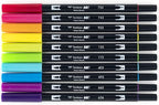 Tombow 56185 Dual Brush Pen Art Markers, Bright, 10-Pack. Blendable, Brush and Fine Tip Markers