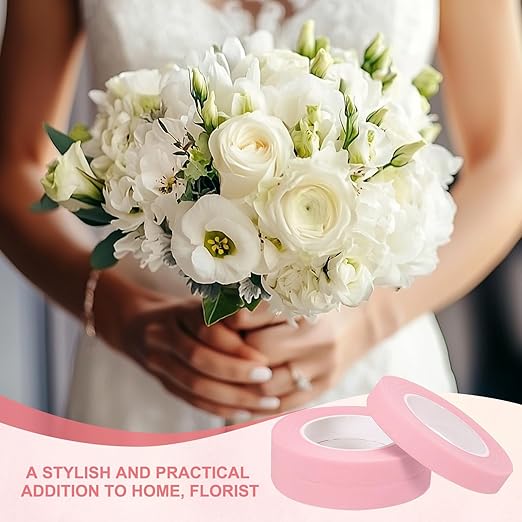 MECCANIXITY 12 Rolls Floral Tapes, 30 Yard x 1/16 in Florist Crepe Flowers Bouquets Tape Adhesive Waterproof for Flower Arranging Wrapping, Pink