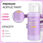 Caliart Acrylic Paint Set with 12 Brushes, 36 Pastel Colors (59ml, 2oz) Art Craft Paint for Artists Adults Beginners Painters, Canvas Ceramic Wood Fabric Rock Painting Supplies Kit