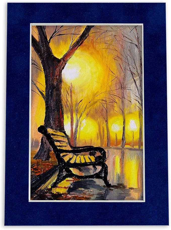 Pack of TEN 11x14 Mats Bevel Cut for 8.5x11 Photos - Acid Free Brooke Blue Suede Precut Matboards For Pictures, Photos, Framing - 4-ply Thickness