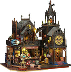 DIY Book Nook Kit - DIY Miniature Dolls House Kit with Furniture and LED Light, 3D Puzzle Wooden Art Bookends, Model Kits for Adults to Build (Holo Demon City)