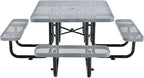 Global Industrial 46" Square Picnic Table, Expanded Metal, Gray Thermoplastic Coating, Attached Benches, 1-1/2” Umbrella Pole Hole, Outdoor-Rated, 1000 lb Capacity