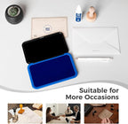Large Stamp Pad Kit (1oz Ink Included) - 3.50"x 6.25", Magnetic Lid, Premium Quality Felt Stamp Pad (Blue)