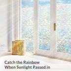 rabbitgoo Window Privacy Film with Installation Tools, Stained Glass Window Film Rainbow Prism Decorative Glass Clings for Home Decor, Static Cling Covering Sun Blocking, 23.6" x 118.1"