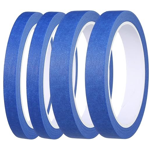 4 Rolls Making Tape, Blue Watercolor Tape for Paper Border, Artist Tapes for Watercolor Paper, Easy to Tear Without Damaging The Papers, Sketching, Oil Painting, 0.39in, 0.59in,