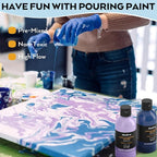 Nicpro 24 Colors 8.45oz Acrylic Pour Paint Supplies Kit, Large Volume Premixed High Flow Painting Bulk Set with Canvas, Wood Natural Slices, Pouring Oil, Tools Gloves, Strainer, Cups for Beginner DIY