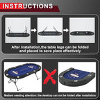 84" Poker Table, 10 Players Foldable Casino Leisure Texas Holdem Table, Portable Folding Game Table with Padded Rails and Cup Holders for Texas Card, Blackjack Board Game（Black）