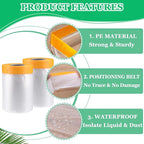 3 Pack Tape and Drape, 5x65.6 Ft Pre-Taped Masking Film for Auto Painting Covering, Plastic Pre-Adhesived Dust Paint Protective Drop Film for Furniture, Car, Floor