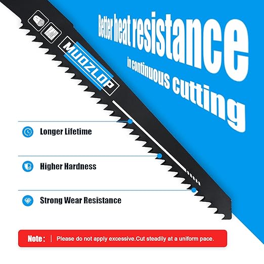 10 Pack 12 inch Reciprocating Saw Blades Set,5 TPI High Carbon Saw Blades,Woodcutting Saw Blades with Organizer Case (10, 5TPI/300mm)