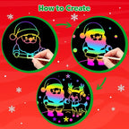 ZMLM Scratch Paper Art Craft: 2 Pack Rainbow Scratch Set for 3 4 5 6 7 8 9 10 Years Old Girls Boys Students Drawing Coloring Black Magic Art Supplies Kits Gifts School Birthday Party Toys(Christmas)
