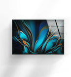 My Photostation.com Round 31,5'' Orange & Blue Abstract Glass Wall ArtTempered Glass Printing Wall Decor Large Wall Art Wall Hangings