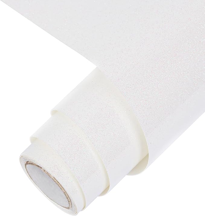 TORC Iridescent White HTV Heat Transfer Vinyl Roll 12 in x 5 ft Sparkly Rainbow White Iron-on Transfer for T-Shirts
