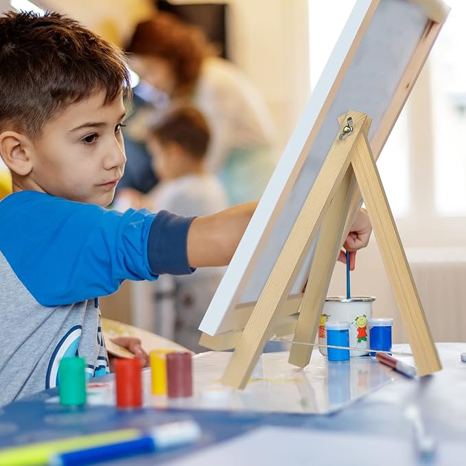 Kinlink 9 Inch Tall Wood Easels for Display Set of 6, Display Easel Tabletop, Painting Easel Stand for Artist Students