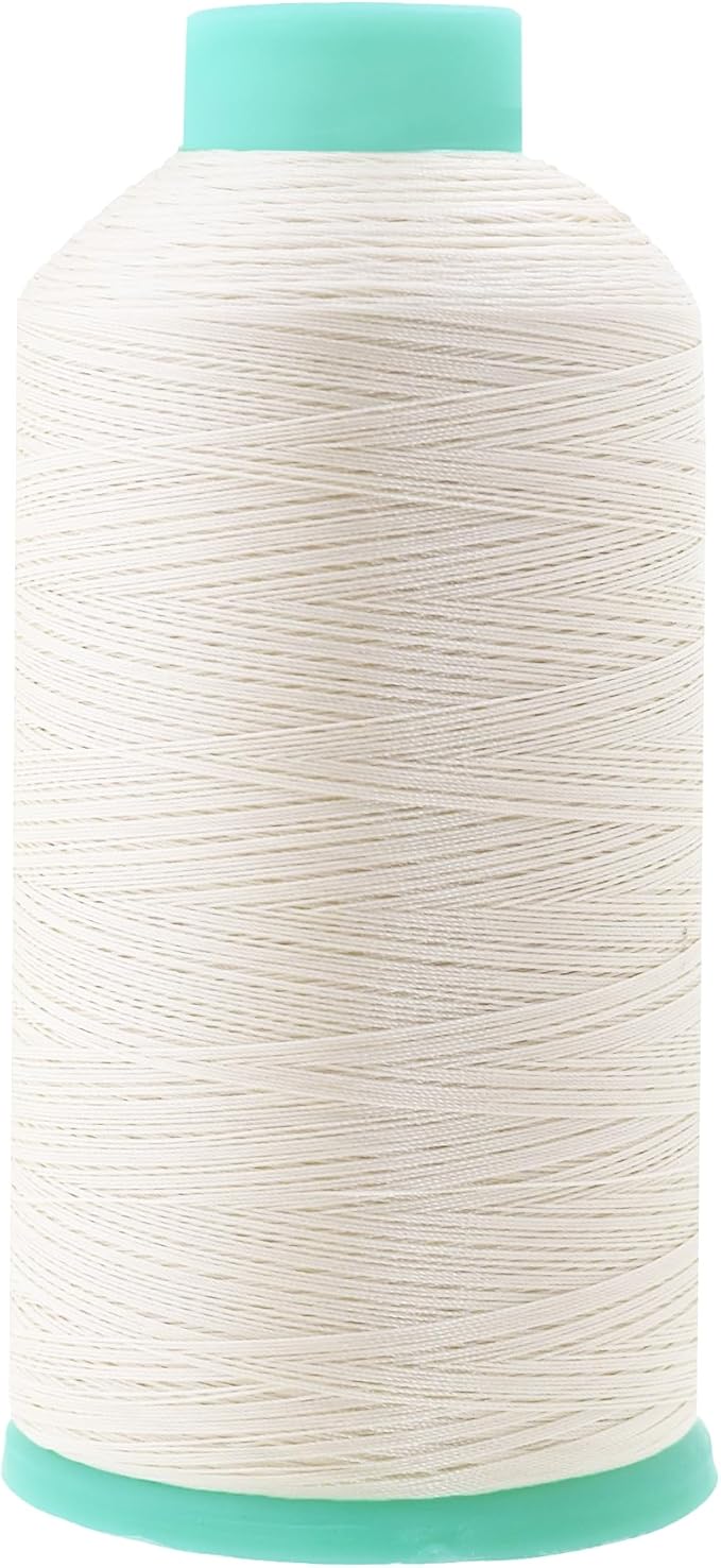 Mandala Crafts Bonded Nylon Thread Off White Heavy Duty Sewing Threads - 2843 YDs Size 46 210D T45 Tex 45 Thread for Leather Jeans Weaving Outdoor Marine Upholstery Threads