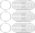 PATIKIL 2.5" x 2.8" Loose Leaf Binder Rings, 30 Pcs Metal Book Rings Nickel Keychain Ring for Paper Index Cards Flash Card Notebook Rings Office Home Book Binder, Silver Tone