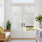Window Privacy Film Decorative for Front Door, Bathroom Static Cling Stained Glass Sticker Opaque Heat Control UV Blocking Non-Adhesive for Home Windows,Horsetail