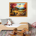 Foxdiviy Stamped Cross Stitch Kits for Beginners Full Range of Cross Stitching 11 CT Printed Cross Stitch Kits for Kids Adults Cross Stitch Patterns Needlepoint Kits-Autumn Scenery 16x20 inch