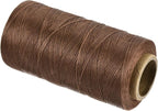 MECCANIXITY Waxed Thread,197 Yard 1mm 210D Flat Wax Thread Polyester Waxed String for Leather Sewing Hand Weaving Book Binding Home Decoration,Light Brown