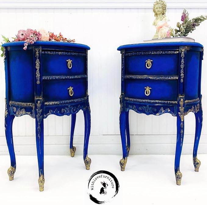 Dixie Belle Paint Company Chalk Finish Furniture Paint - Cobalt Blue (32oz) - Matte Vibrant Blue Chic Chalk Mineral DIY Furniture Paint