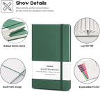 Huhuhero Notebooks Journal, Ruled Notebook, Premium Thick Paper Lined Journal, Black Hardcover Notebook for Office Home School Business Writing Note Taking Journaling, 5"×8.25" (5, Green)