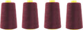 Mandala Crafts 4 Pack of Serger Threads Cones Spools - 20S/2 24000 Yards Polyester Burgundy Threads for Sergers Machine and Overlock Quilting Sewing Machine