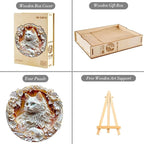 Wooden Puzzles Adults, 3D Cute Cat Wooden Puzzles 200 Pieces, Unique Animal Shaped Wood Challenging Jigsaw Puzzles Gifts for Adults, 11.4x11.4in