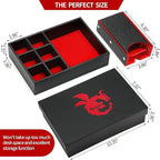 DND Dice Tray and Tower: Portable Dice Storage with Lid for Dungeons and Dragons, D&D, RPG, MTG & Table Games (Red)