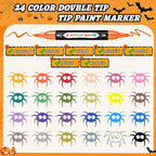 TBC The Best Crafts 24 Colors Dual Tip Acrylic Paint Markers,Waterproof, Non-Toxic, odorless, Suitable for Paper, Pottery, Stones, Backpacks, Glass