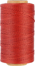Bonded 0.8mm Round Waxed Polyester Cord, 3-ply Wax Coated Thread, 197 Yards Stiff String for Heavy Duty Fabric, Leather Sewing, Book Binding, Upholstery Repair, and Macrame Jewelry - Rust Red