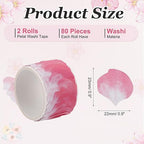 uxcell 2 Rolls Petal Washi Tape, 80 Pieces Floral Decorative Tape Colored Masking Tapes Crafting Supplies for DIY Crafts, Gift Wrapping, Scrapbook, Party Decorations, Small Pink