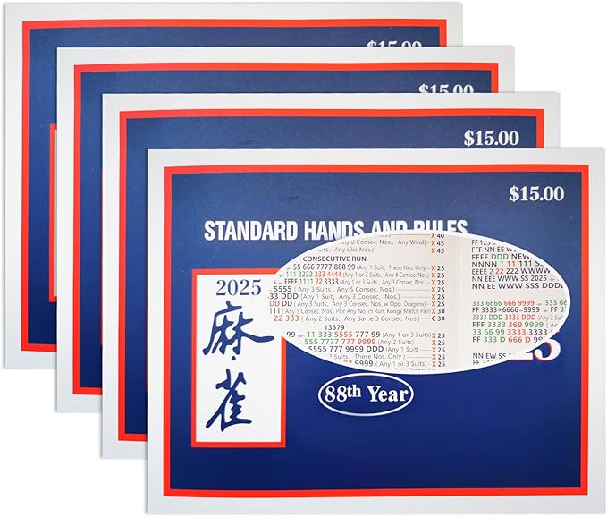 Mahjong-Cards（4Pcs） 2025 Rule Card - Large Size